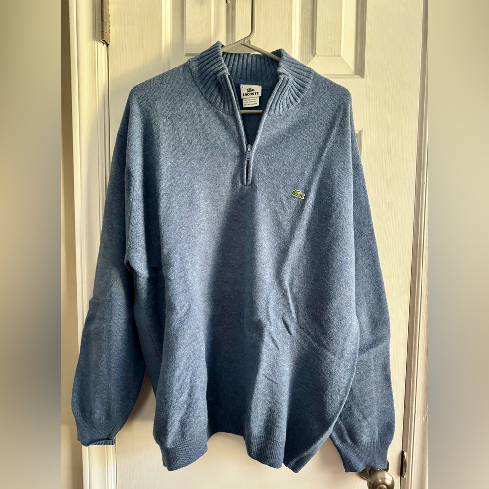 Lacoste men's 10@% wool half zip sweater